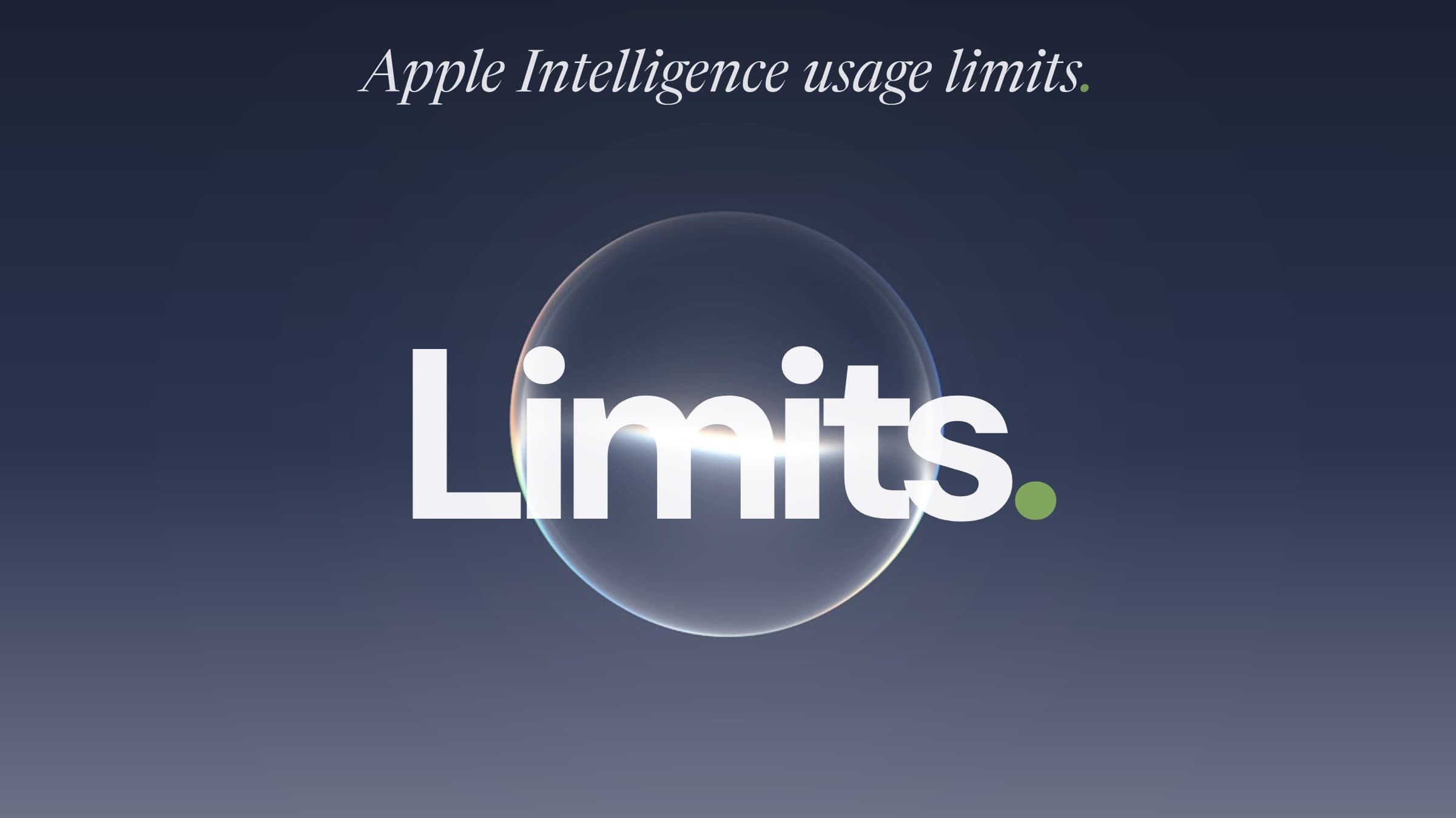 Siri orb on a blue gradient with the headline Limits
