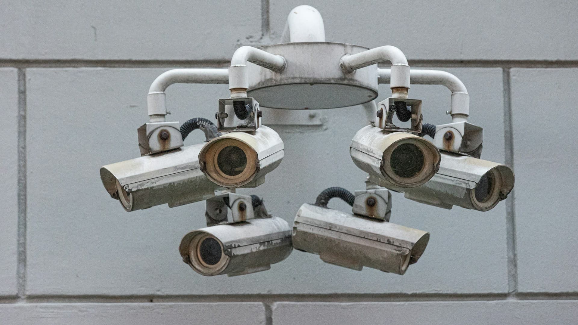 Security cameras monitoring an outdoor area