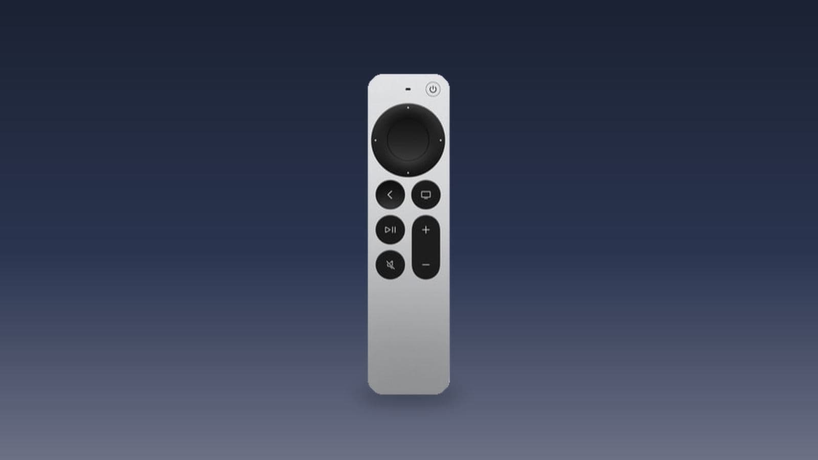 Apple's fourth-generation Siri Remote on a restrained blue gradient background