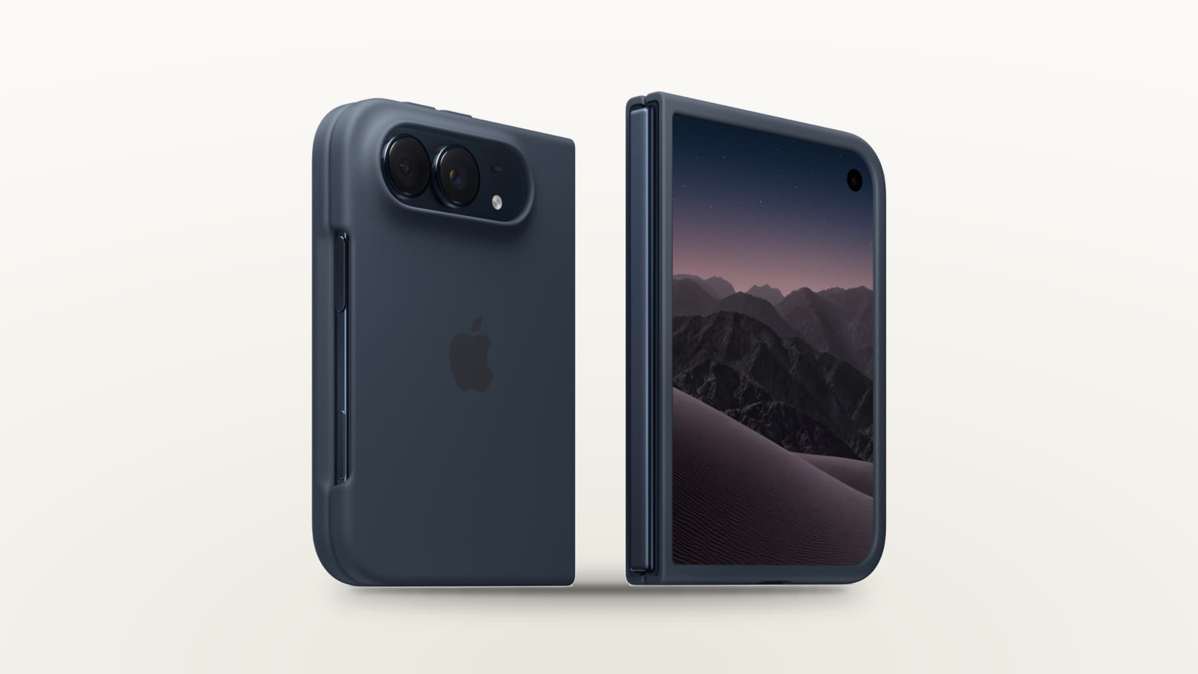 iPhone Duo in navy shown from the back and folded front on a light background